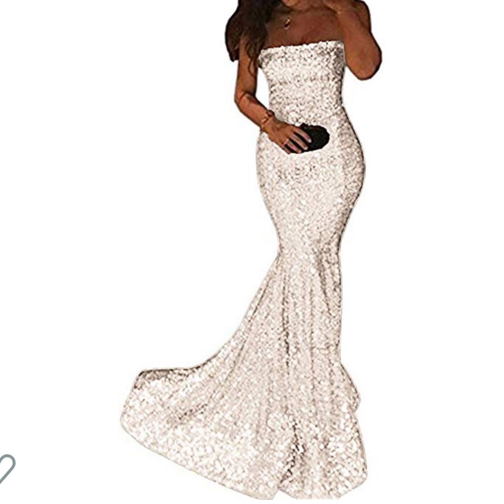 Sequin white gown